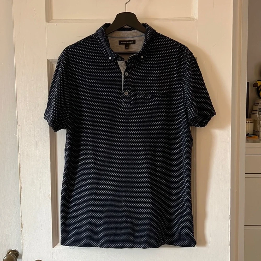 Banana Republic Navy Microdot Polo Shirt